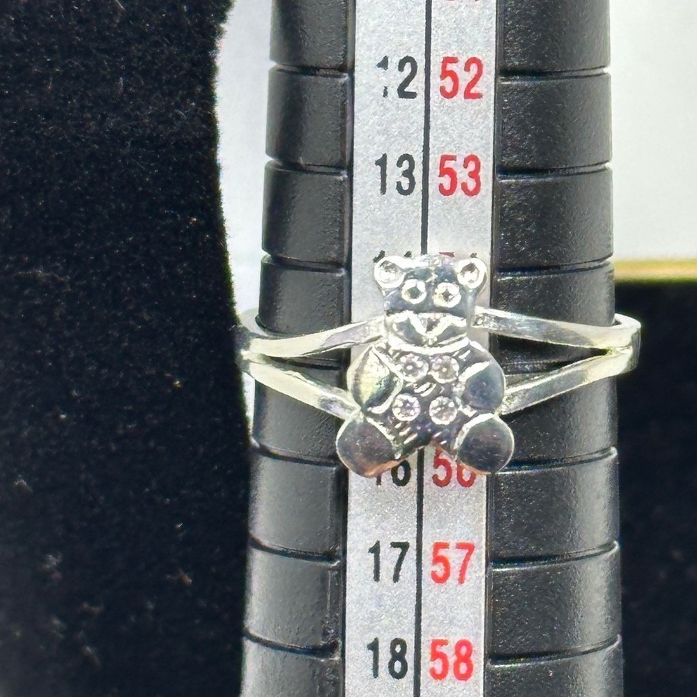 925 Sterling Silver Teddy Bear Ring Size 7.25 Textured Split Shank‎ Band - Picture 7 of 7